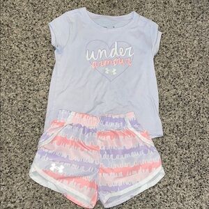 Girls 4T Under Armour matching T shirt and shorts set